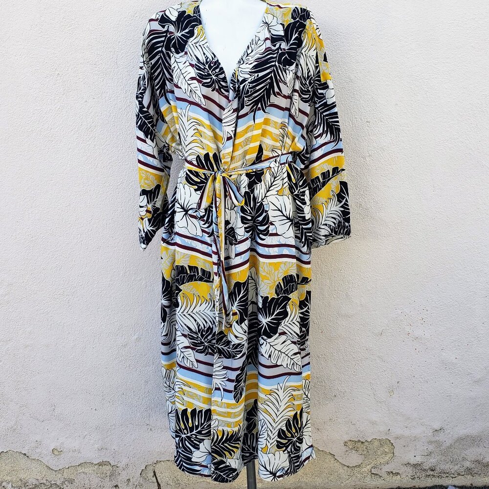 H&M tropical floral wrap cover up robe